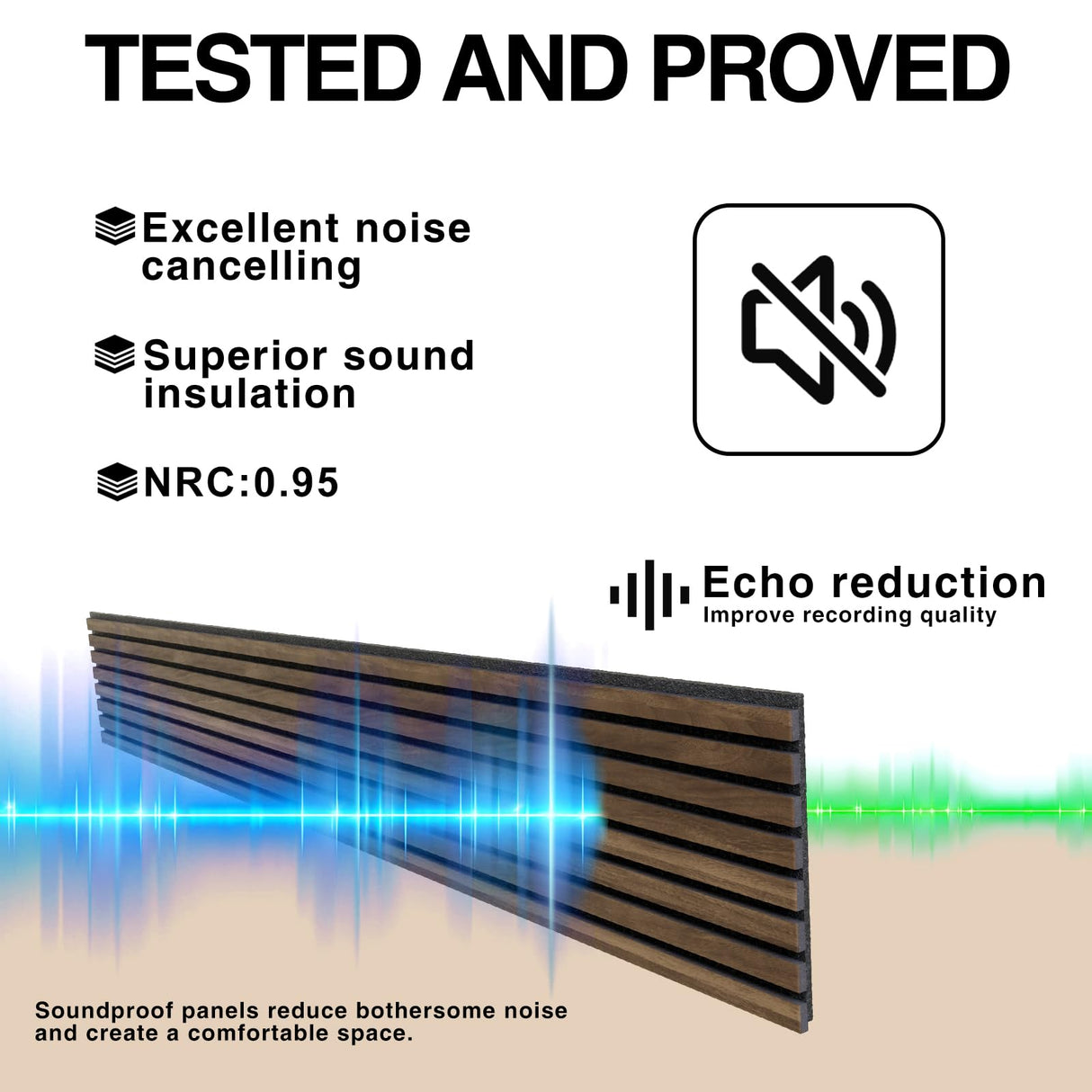 Wood Wall Panels, 2-Pack 94.5" x 12.6" Soundproof Wall Panels, Wood Slat Wall Panels for Wall Decor, Walnut AEVDOY