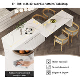 homary Kitchen Islands with Seating 81''-106" Extendable Kitchen Storage lsland with Doors&Drawers Marble Pattern Top homary