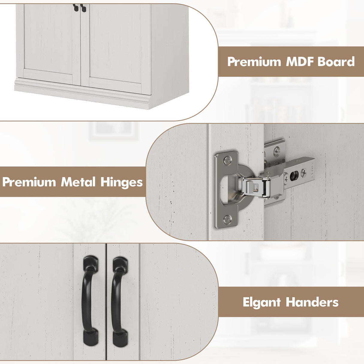 IDEALHOUSE Pantry Cabinet,70" Tall Kitchen Pantry Cabinet with Doors and Adjustable Shelves, Freestanding Cupboard, Tall Storage Cabinet for Bathroom, Dining Room, Living Room (Antique White) IDEALHOUSE