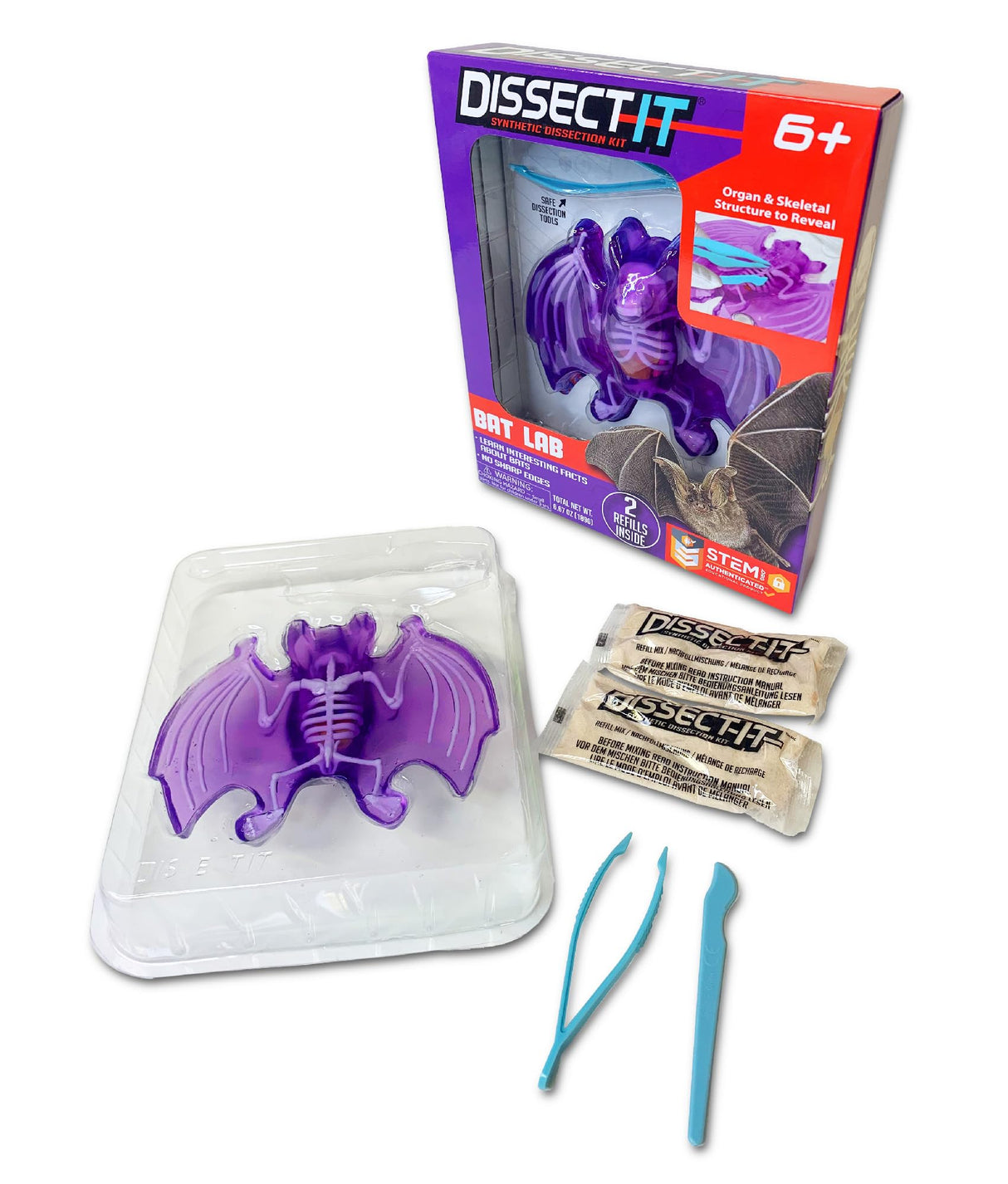 Dissect-It Simulated Synthetic Lab Dissection Toy, STEM Projects for Kids, Animal Science, Biology, and Anatomy Home Learning Kit, Bat Dissect It