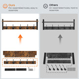 Homode Coat Rack with Shelf Wall Mount, 24 Inch Long Entryway Wall Shelf with Hooks, Wood Hanger with Storage Shelf for Bathroom, Hallway, Rustic Brown Black Homode