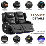 DRMBOOK RV Power Loveseat Recliner Sofa, Leather Double Wall Hugger Reclining Sofa, Home Theater Seating Chair with Cup Holders, 2 Person Couch RV Furniture for Living Room, Black DRMBOOK