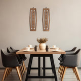 CroBlissful 2 Pcs Mid Century Wall Decor Wood Mid Century Modern Elegance Wall Accents Abstract Wall Decor Geometric Panels for Interior Wall Decor Panel Wall Art for Home Living Room (Dark Brown) CroBlissful