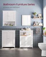 VASAGLE Bathroom Floor Cabinet, Bathroom Storage Cabinet, Freestanding, with Double Shutter Doors and Adjustable Shelf, for Bathroom, Living room, Entryway, Kitchen, White UBBC40WT VASAGLE