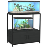VANVERB Fish Tank Stand for 20-29 Gallon Aquarium, Heavy Duty Metal Wood Aquarium Stand with Cabinet Accessories Storage, Black VANVERB