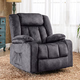 COMHOMA Recliner Chair,360° Swivel Rocker Glider Recliners with Cup Holders, Upholstered Fabric Rocking Chair for Adults,Manual Reclining Single Sofa for Living Room,Gray COMHOMA