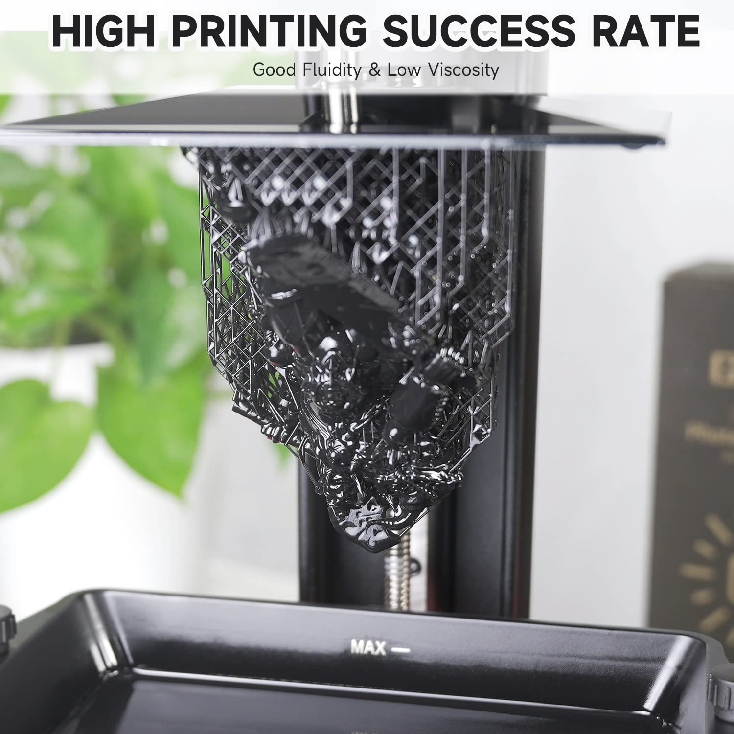 GratKit 8K Rigid Resin, 3D Printer 405nm UV-Curing Photopolymer Resin, High Precision Low Odor 3D Printing Resin - 5000g,Black - WoodArtSupply