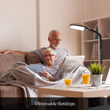 Brightech Litespan - LED Floor Reading Lamp, Modern Wooden Style, Adjustable Gooseneck, 850-950 Lumens, 12W, 3-Year Warranty Brightech