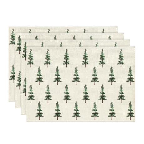Artoid Mode Green Xmas Pine Christmas Placemats Set of 4, 12x18 Inch Seasonal Christmas Table Mats for Party Kitchen Dining Decoration Artoid Mode