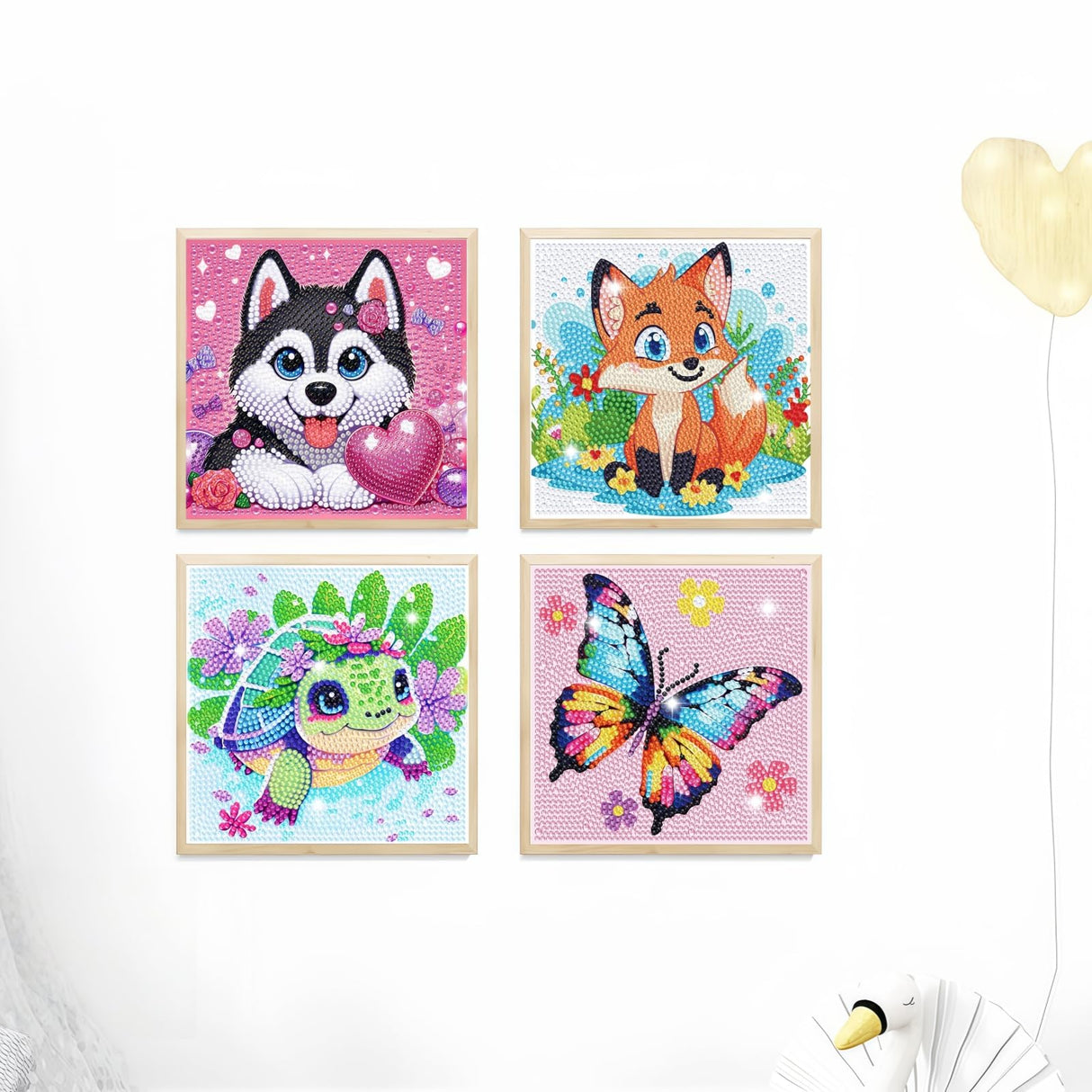 6 Pack Small Diamond Painting Kits for Kids Beginners, 5D Gem Art by Number for Children Ages 6-8-12,Cute Animal Dog Fun DIY Dot Painting Set,Home Wall Decor 6x6 Inch 5DDIYART