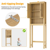 Rattan Over The Toilet Storage Cabinet – Chic Bathroom Organiser with Adjustable Shelf and Space-Saving Design knoworld