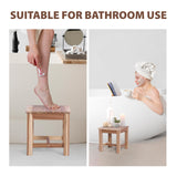 VICTORY RELAX 12 Inch Wooden Step Stool, Small Nature Beach Chair Under Desk, Indoor Acacia Wood Short Footstool for Living Room, Kitchen, Bathroom VICTORY RELAX