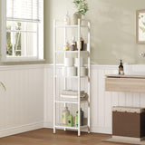 MAHANCRIS 5-Tier Bookshelf, Bookcase, Shelves Organizer for Small Spaces, Storage Shelf Organizer, for Living Room, Bedroom, Study, Balcony, White BKBW5501 MAHANCRIS