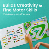 CUPKIN Sticker Book for Kids 2-4, 500+ Kids Stickers, Cars, Trucks, Planes & Trains 12 Coloring Pages 12 Side by Side Scenes, Fun Toddler Travel Activity Coloring and Sticker Books for Ages 4-8 + 8-10 CUPKIN