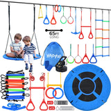 Hapfan 65 ft Ninja Warrior Obstacle Course for Kids with Swing, Ninja Rope Course with 11 Obstacles for Backyard Outside, Tree Slackline Jungle Gym Outdoor Hapfan
