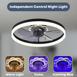 Fszdorj 20'' Ceiling Fan with Light, Upgraded Low Profile Fan, Flush Mount Ceiling Fan, 6 Speeds, Dimmable LED, App & Remote Control, Quiet DC Motor, for Bedroom, Living Room, F115 Black Fszdorj