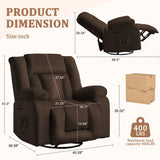 Korser Rocker Recliner Chairs for Adults, Swivel Rocking Chair with Heat and Massage, Modern Electric Recliner with Extra Wide, Waffle Fabric Massage Chair Recliner for Living Room, Bedroom Korser