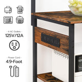 HOOBRO Multifunctional 6-Tier Bakers Rack with Power Outlets and Hooks for Kitchen and Living Room HOOBRO