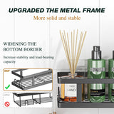 Youvip Adhesive Shower Caddy,Shower Shelves with Soap Holder and 12 Hooks,Rustproof No Drilling Bathroom Organizer and Storage,Black,3 Pack Youvip