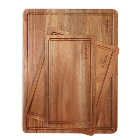 Wood Cutting Boards Set of 3 for Kitchen, Large Wooden Cutting Board with Juice Groove, Charcuterie Board, Chopping Board for Meat, Cheese, Fruits, and Vegetables (17x12, 12x10, 12x7 inch) HAONEYS
