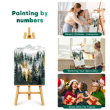 Framed Paint by Numbers Kit for Adults Beginner & Kids Age 8-12, Easy Landscape Adult Paint by Number Kits on Canvas, DIY Acrylic Forest Number Painting for Adults Mountain for Home Decor 8x12 Inch Possoco