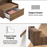 Anmytek Walnut Floating Nightstand Set of 2 with Drawer, Wall Mounted Night Stand, Small Bedside End Table, Modern Wood Floating Bedside Shelf for Bedroom Bathroom Kitchen Anmytek