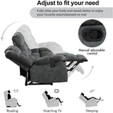 CANMOV Manual Loveseat Recliner, 2 Seat Recliner Sofa Chair with Armrest and Overstuffed Backrest, Couch Set for Living Room, Bedroom, Office, Grey CANMOV