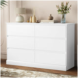 Seeday White Dresser, 6 Drawer Dressers for Bedroom, Modern Wooden Closet Dresser for Living Room, Entryway, or Hallway, White Seeday
