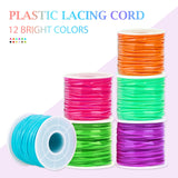 Plastic Lanyard String, Mckanti 12 Packs Plastic Lacing Cord Gimp String Kit for Keychain, Bracelets, Beading and Jewelry Making, DIY Craft Mckanti