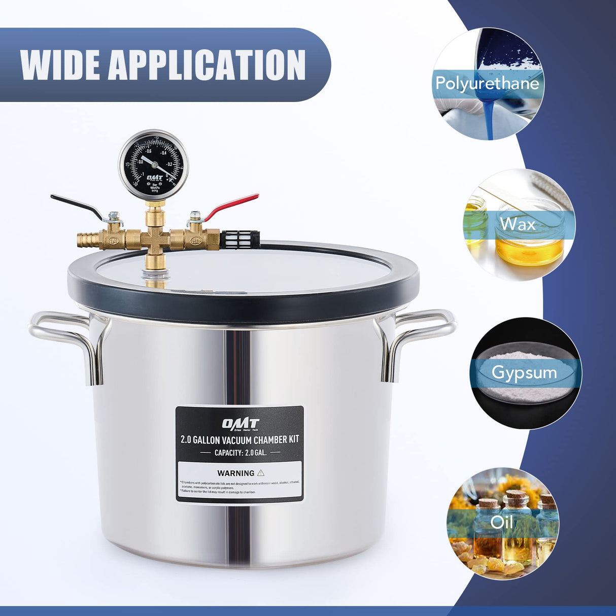 Orion Motor Tech 3.5cfm Vacuum Pump and Chamber Kit, 2 Gallon Vacuum Chamber and 38 Micron Vacuum Pump Epoxy Resin Chamber Kit, 7.6L Vacuum Chamber with Pump for Casting Degassing, Oil Incl. Orion Motor Tech