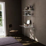 HMYHUM Acrylic Wall Mount Desk, Clear Ladder Desk with Open Shelves, Floating Desk for Laptop, Computer, Study, Writing, Vanity Table, Modern, 36" L x 19.7" W x 69.99" H HMYHUM