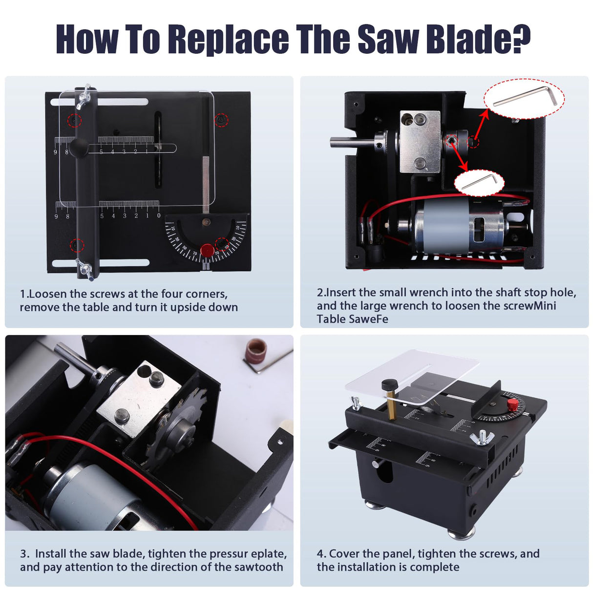 Mini Table Saw,100W Mini Desktop Electric Saw Cutter Speed & Angle Adjustable 16MM Cutting Depth, Seven Speed Adjustable Power Supply,table sawelectrical, mini table saw for crafts Loddery