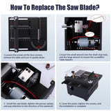 Mini Table Saw,100W Mini Desktop Electric Saw Cutter Speed & Angle Adjustable 16MM Cutting Depth, Seven Speed Adjustable Power Supply,table sawelectrical, mini table saw for crafts Loddery