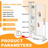 Wall Room Divider, Freestanding Wood Room Divider Shelf with Shelves, Divider Screen Separator Screen with Storage, Wall Divider for Room Separation, for Home Office Decorative(White,39.4IN) UKETO