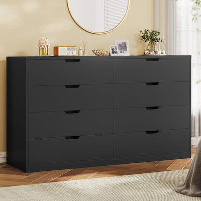 BTHFST 8 Drawers Black Dresser for Bedroom, Modern Wood Chest of Drawers 8 Drawer Dresser with Large Capacity for Living Room, Closet, Hallway, Entryway