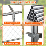 Large Metal Chicken Coop, 120" x 40" x 40" Chicken Run with Cover, Outdoor Walk in Poultry Cage, Metal Chicken Coop for Yard Farm Duck Rabbit Hen, Silver Hipicute