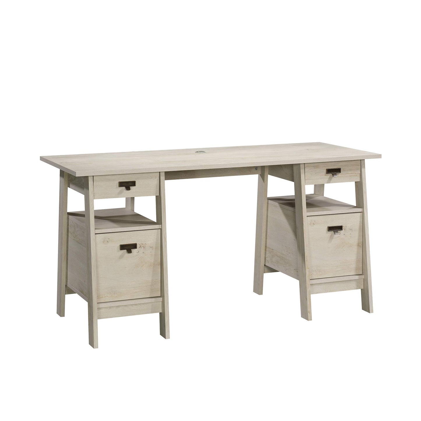 Sauder Trestle Executive Trestle Desk, Chalked Chestnut finish - WoodArtSupply