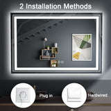 Snowdool LED Bathroom Mirror, 72"x40" with Front and Backlit, Anti-Fog, Large Bathroom Vanity Mirror for Wall, Memory Function, Stepless Dimmable, Tempered Glass (Horizontal/Vertical) Snowdool