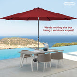 Tempera 10ft Patio Market Outdoor Table Umbrella with Auto Tilt and Crank,Large Sun Umbrella with Sturdy Pole&Fade resistant canopy,Easy to set,Chili Tempera