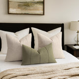 Decorative Linen Throw Pillow Covers 18x18 Set of 2 Solid handcrafted Striped Cushion Covers for Bed Soft Modern Farmhouse Neutral Pillowcase for Couch Bedroom Living Room Home Decor(Natural Beige) ZWJD