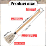 4Pcs BBQ Mop Brush Grilling Basting Mop Wooden Long Handle BBQ Mop Set with 12Pcs Replacement Heads for Basting Steak Marinade Sauce(18.3inch) DIVINA VITAE