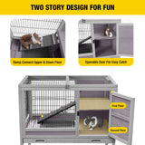Aivituvin Rabbit Hutch Indoor Bunny Cage Wooden Guinea Pig House with Wire Floor, Wheels, Leak-Proof Tray 35in Aivituvin