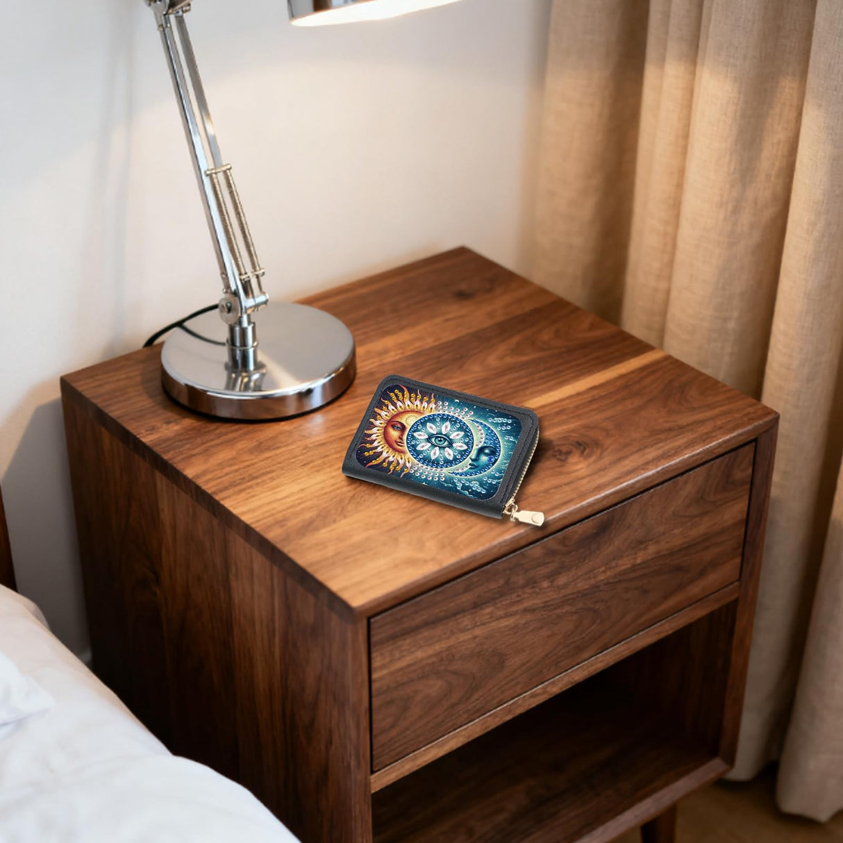 JISHSHAY Diamond Painting Credit Card Holder Sun Diamond Art Credit Card Wallet Moon Gem Art Wallet Eye Gem Painting Coin Purse Sun Moon Embroidery Billfold Mosaic Kits for Adults Billfold JISHSHAY