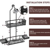 REINHARDT Shower Caddy Hanging, Rustproof Shower Caddy Anti-Swing Shower Organizer Over Showerhead No Drilling Shower Racks with Soap Holder Multi Hooks Bathroom Storage for Shampoo Sponge, Black REINHARDT