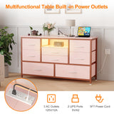 TrailBlaze Dresser Tv Stand with Power Outlet for 55'' Long TV, Wide Chest of Drawer for Storage Entertainment Center with 8 Deep Drawers in Living Room Bedroom Closet Hallway (Pink) TrailBlaze