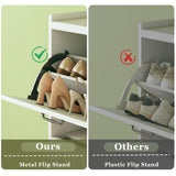 HUAHUU Shoe Cabinet with 4 Flip Drawers, Shoe Storage Cabinet with Mounted Rack & Adjustable Shelves, Shoe Cabinets Storage for Entryway, Hallway, Narrow Shoe Cabinet with Metal Legs, White HUAHUU