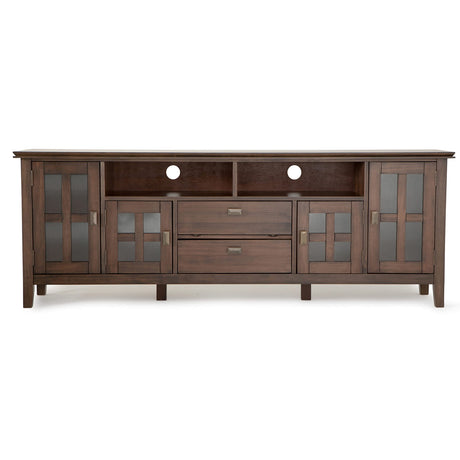 SIMPLIHOME Artisan SOLID WOOD 72 Inch Wide Transitional TV Media Stand in Natural Aged Brown for TVs up to 80 Inch, For the Living Room and Entertainment Center SIMPLIHOME