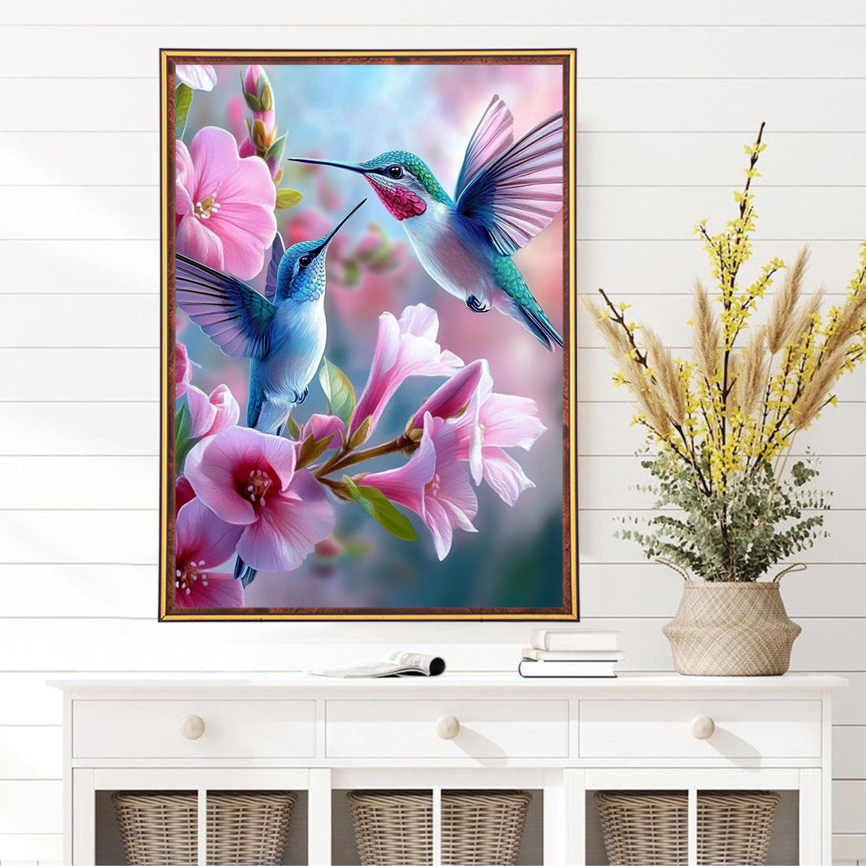 MEIYUDA 5D Hummingbirds Diamond Painting Kits for Adults, DIY Birds and Flowers Full Drill Diamond Art for Adults Beginners, Crafts Kits for Home Wall Decor Present 12×16inch MEIYUDA