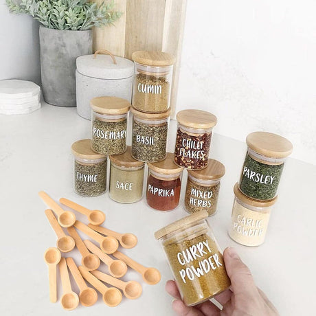 Tebery 60PCS Mini Wooden Spoons Small Bath Salt Spoon Candy Spoon Baby Spoon for Spice Jars Seasoning Honey Coffee Tebery