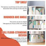LINLIUA 360° Rotating Bookshelf for Kids & Adults - 4/5 Tier Floor Standing Storage Rack in Grey LINLIUA